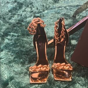 Versace Gold High Heeled Platform Sandals